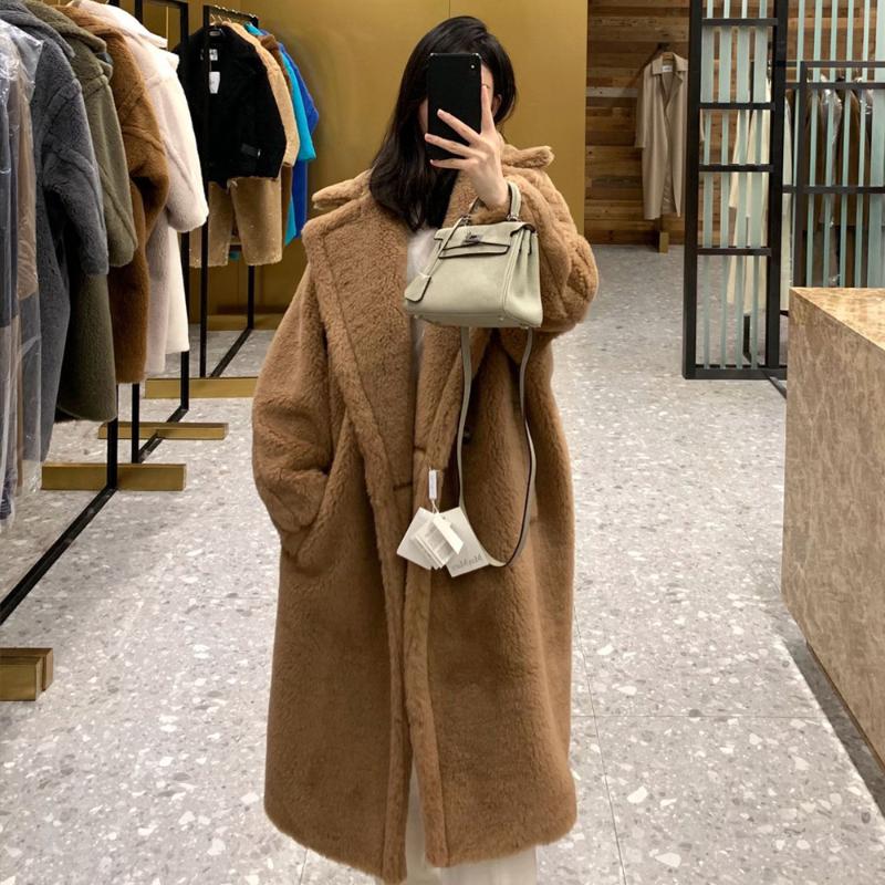 Women's Fur & Faux Long Teddy Bear Jacket Authentic Women Winter Coat 2022 Thick Warm Oversize Chunky Outerwear Overcoat Real Lambswool Coat