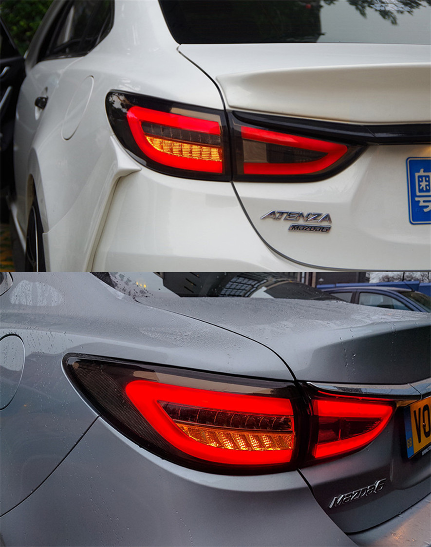 Car Goods Taillights Assembly For Mazda 6 Atenza 2013-20 19 LED Taillights Rear Lamp Dynamic Turn Signal Highlight Upgrade