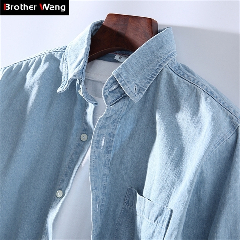 3 Colors Men's Casual Denim Shirt Fashion Casual Cotton Slim Fit Cowboy Long Sleeve Shirt Male Brand Clothes 220401, Dark blue
3 Colors Men's Casual Denim Shirt Fashion Casual Cotton Slim Fit Cowboy Long Sleeve Shirt Male Brand Clothes 220401, Dark blue