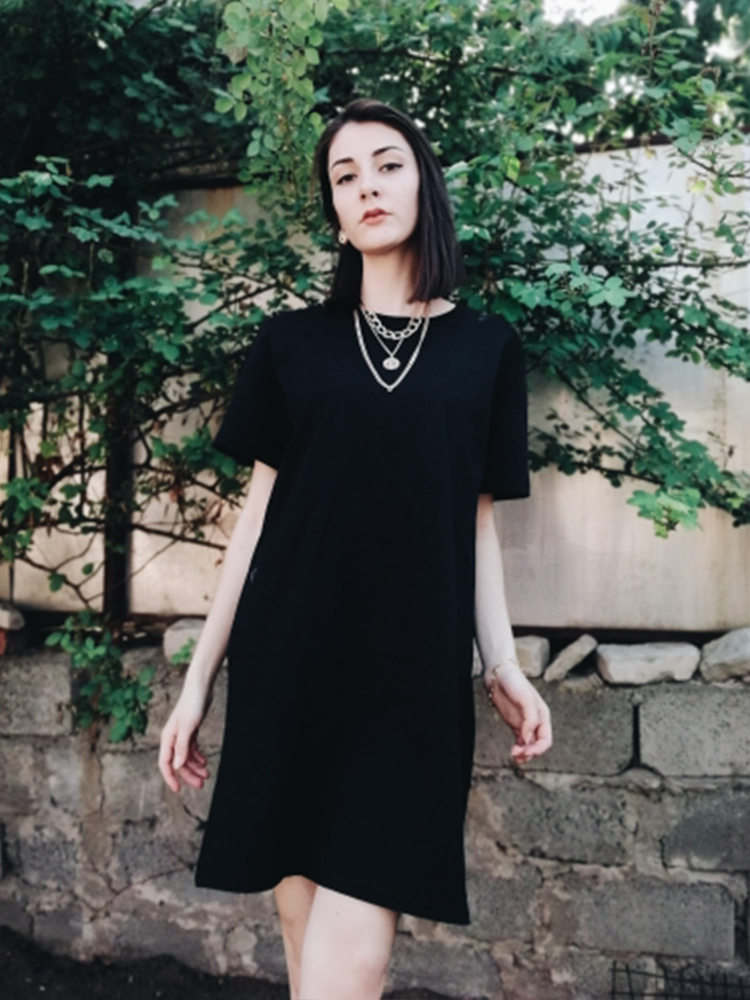 Germinate Basic Cotton Long T Shirts Dress Women Summer Casual Vintage Fashion Aesthetic White Black Tee Tops Tunics Oversized 220321