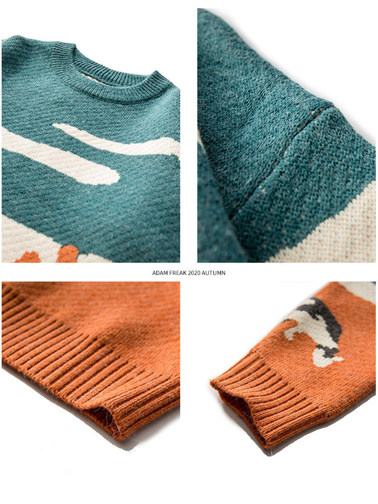 Knitted Pullovers Women Cows Winter Sweater Ladies Round Neck Long Sleeves Tops Female Casual Fashion Jumpers Pull Femme 220816