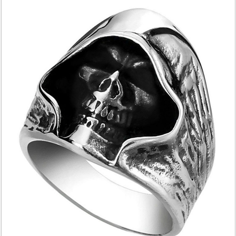Cool Mexican Style Antique Silver Skull Ring Punk Jewelry for Mens Gift