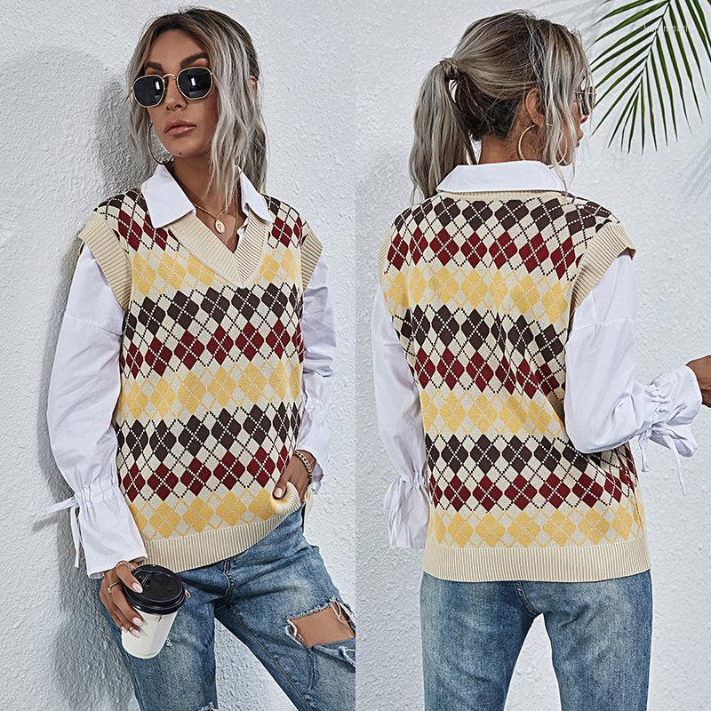 Women's Vests Vintage Knitted Vest Apricot Sleeveless Sweater V-neck Pullover For Ladies 2022 Autumn Fashion Plaid Clothes Kare22
Women's Vests Vintage Knitted Vest Apricot Sleeveless Sweater V-neck Pullover For Ladies 2022 Autumn Fashion Plaid Clothes Kare22