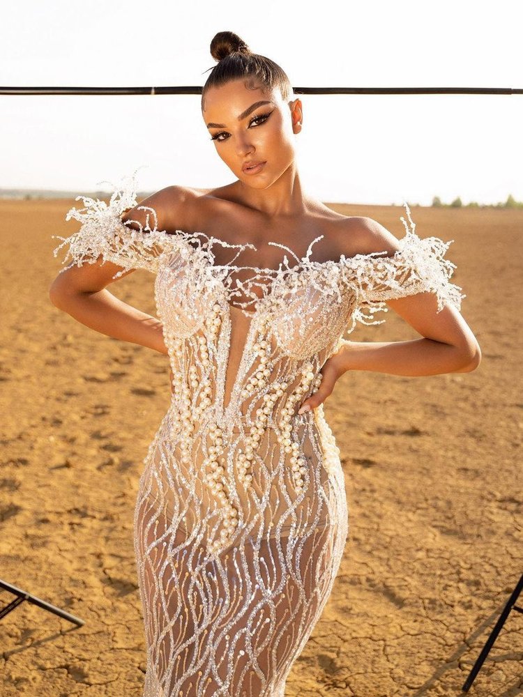 Sparkling Mermaid Prom Dresses Sexy V Neck Sleeveless Off Shoulder Feather Sequins Appliques Lace Sexy Hollow Floor Length Plus Size Formal Party Gown