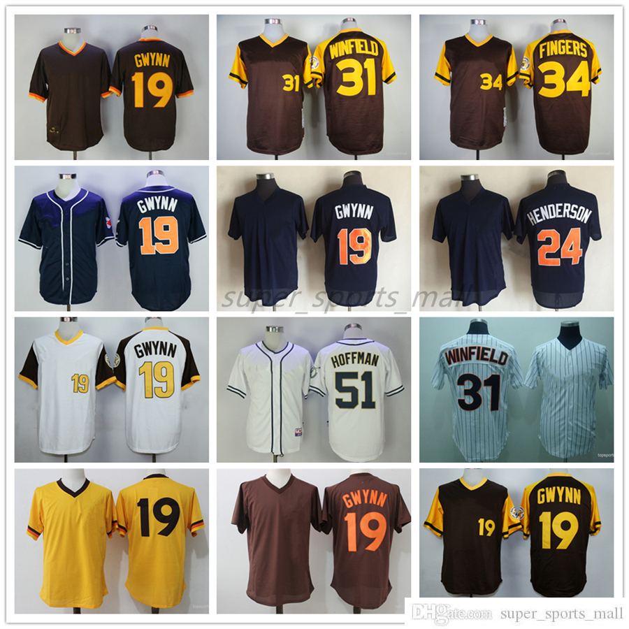 Vintage College Baseball Wears Jersey 19 Tony Gwynn 24 Rickey Henderson 31 Dave Winfield 34 Rollie Fingers 51 Trevor Hoffman 1998 Blank Jerseys Men Women Size S--XXXL, As picture
Vintage College Baseball Wears Jersey 19 Tony Gwynn 24 Rickey Henderson 31 Dave Winfield 34 Rollie Fingers 51 Trevor Hoffman 1998 Blank Jerseys Men Women Size S--XXXL, As picture
