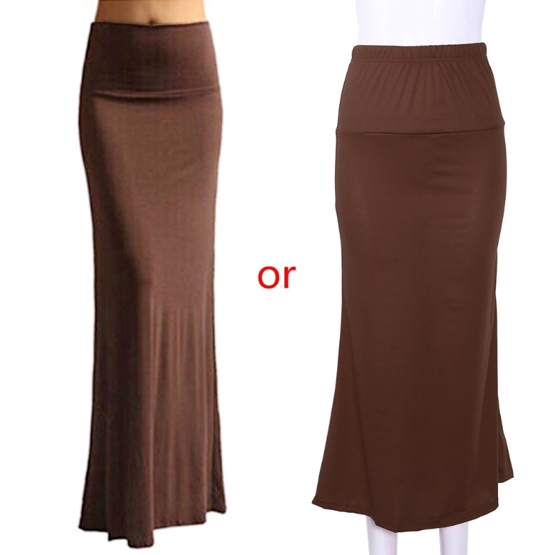 Ladies Women High Waist Flare Fishtail Maxi Long Skirt Solid Color Pleated Package Hip Evening Beach Party A-Line Pencil 220317