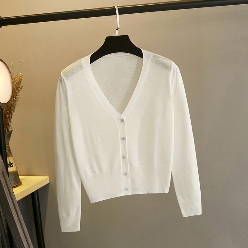 Women's Knits & Tees White V-neck Knitted Cardigan Women's 2022 Summer Short Sunscreen Thin TopWomen's, Black
Women's Knits & Tees White V-neck Knitted Cardigan Women's 2022 Summer Short Sunscreen Thin TopWomen's, Black