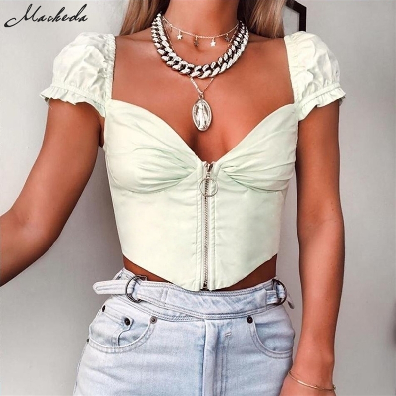 Macheda Sexy V Neck Zipper Low Bust Pleated Short T Shirts Ruffles Ultrashort Sleeve Backless Top Girls Cropped Top Tee Y200824, White
Macheda Sexy V Neck Zipper Low Bust Pleated Short T Shirts Ruffles Ultrashort Sleeve Backless Top Girls Cropped Top Tee Y200824, White