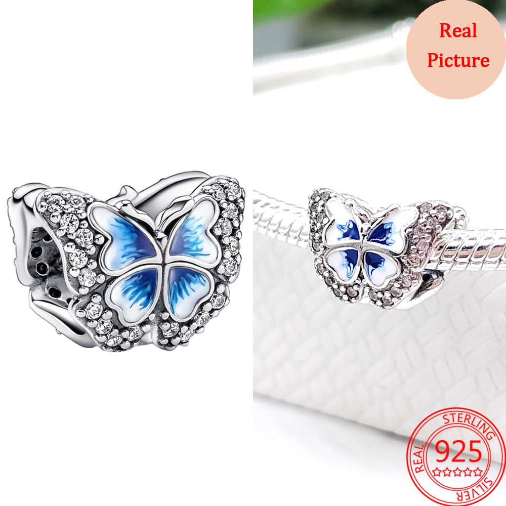New Popular 925 Sterling Silver Charm Colorful Gems Hollow Out Design Charm For Bracelets Ladies Jewelry Gift Accessories