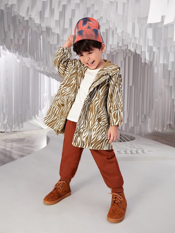 Toddler Boys Allover Print Hooded Coat SHE