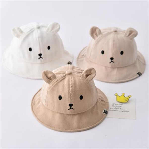 Baby Bucket Hat Cute Bear Ear Newborn Panama Solid Color Outdoor Beach Kids Baby Boy Girl Sun Hats GC1244