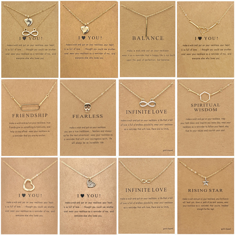Gold Necklace With Gift Card For Women,Endless Infinity Herat LOVE Skull Crossbones Pentagram Friendship Necklaces For Wholesale
Gold Necklace With Gift Card For Women,Endless Infinity Herat LOVE Skull Crossbones Pentagram Friendship Necklaces For Wholesale