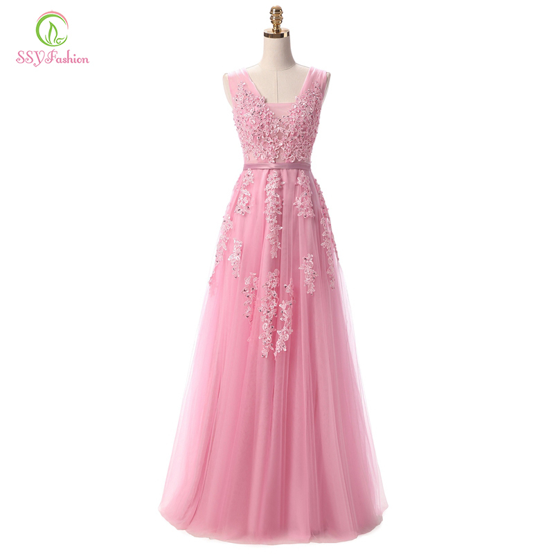 SSYFashion Sell Sweet Light Blue Lace V-neck Lacing Long Evening Dress The Bride Party Sexy Backless Prom Dresses Custom 220510