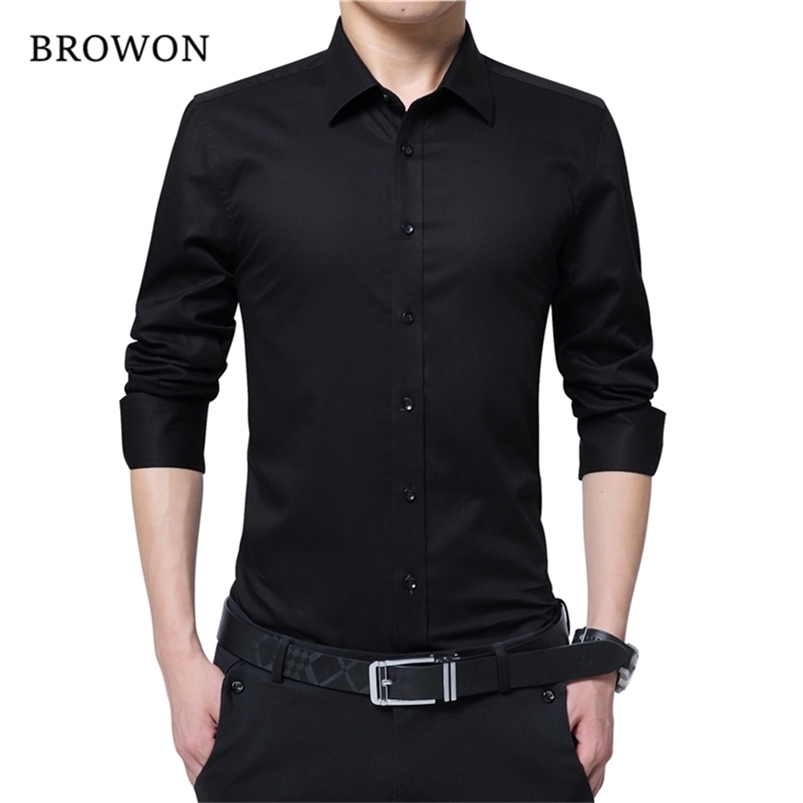 BROWON Men Fashion Blouse Shirt Long Sleeve Business Social Shirt Solid Color Turn neck Plus Size Work Blouse Brand Clothes LJ200925, Black
BROWON Men Fashion Blouse Shirt Long Sleeve Business Social Shirt Solid Color Turn neck Plus Size Work Blouse Brand Clothes LJ200925, Black