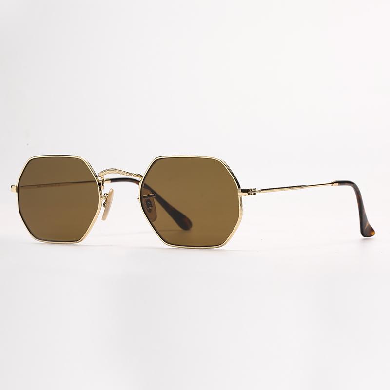 Luxury brand Luxury Hexagon metal Women Mens Sunglasses Fashion Womens Octagonal Sunglasse Driving Metal Sun Glasse Gold Frame UV400 Glass Lenses with