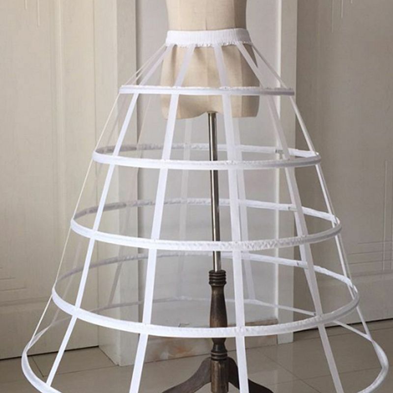 Womens Hollow Out Caged 5-Hoop Bustle Victorian Petticoat Skirt Wedding Bridal Dress Cosplay Underskirt Slip