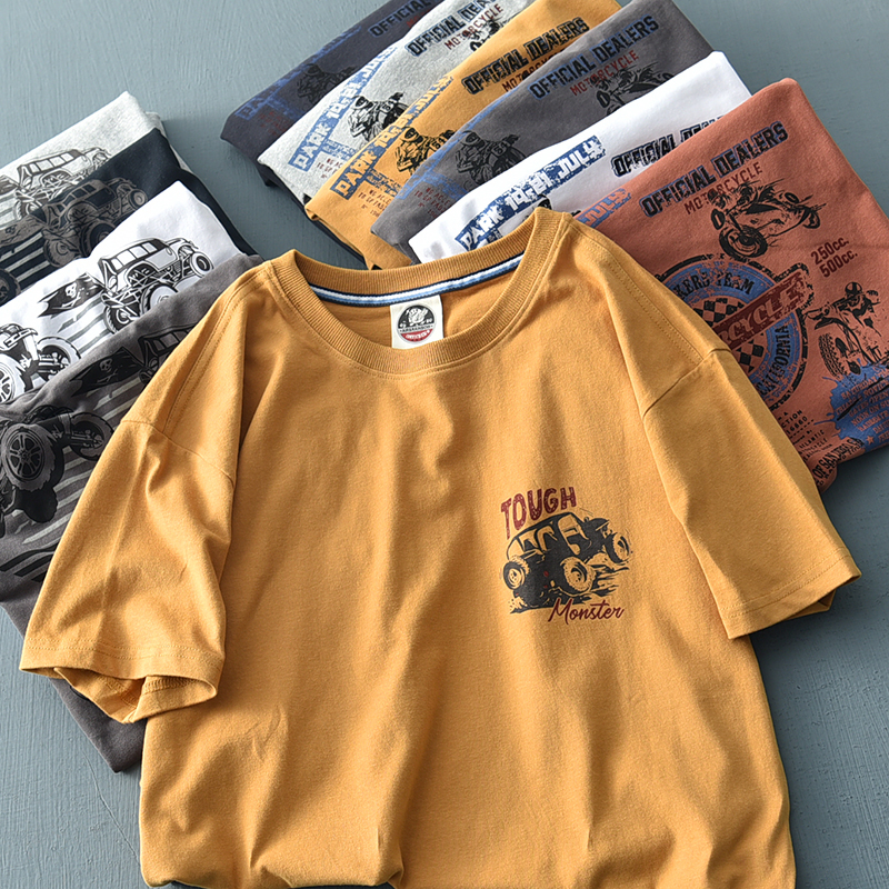 Textured Retro American Loose Half-sleeved Summer Casual Front And Rear Motorcycle Print Short-sleeved T-shirt Male CX220407, Ar101
Textured Retro American Loose Half-sleeved Summer Casual Front And Rear Motorcycle Print Short-sleeved T-shirt Male CX220407, Ar101