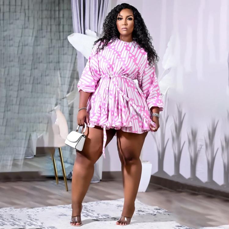 Plus Size Dresses -5XL Print A-line Pleated Dress Women Round Neck Three Quarter Sleeve Vestidos Sweet High Waist Party Club DressPlus, Pink
Plus Size Dresses -5XL Print A-line Pleated Dress Women Round Neck Three Quarter Sleeve Vestidos Sweet High Waist Party Club DressPlus, Pink