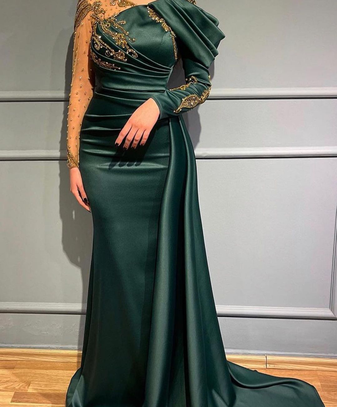 Plus Size Arabic Aso Ebi Luxurious Mermaid Sexy Prom Dresses Beaded Crystals Evening Formal Party Second Reception Birthday Engagement Bridesmaid Gown