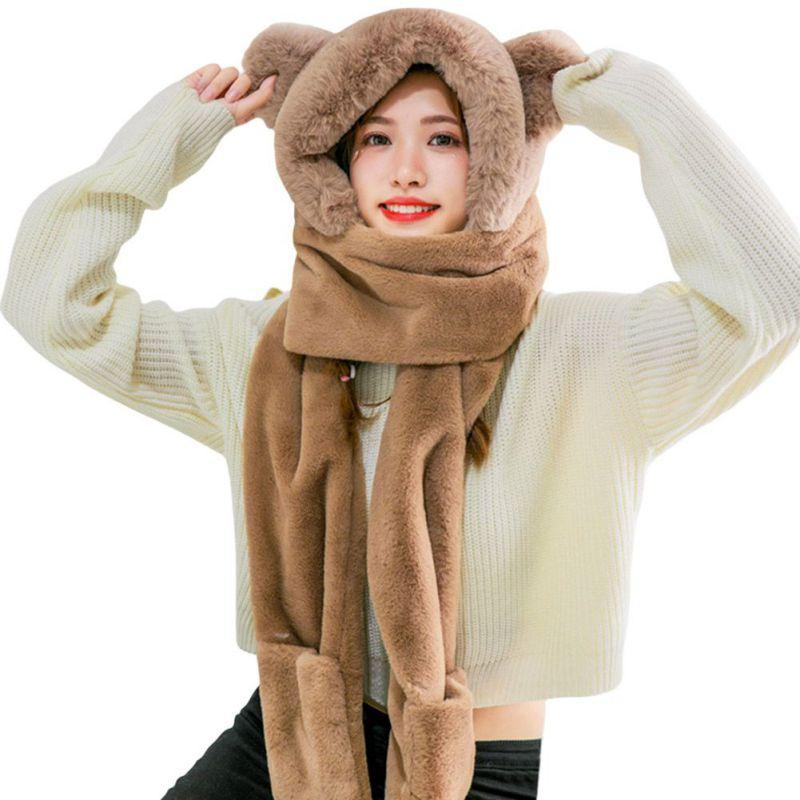 Bandanas Winter Thermal Hat Scarf Gloves Set Keep Warm Soft Cute Bear Ear Glove Windproof Thick Hood With Mitten
Bandanas Winter Thermal Hat Scarf Gloves Set Keep Warm Soft Cute Bear Ear Glove Windproof Thick Hood With Mitten