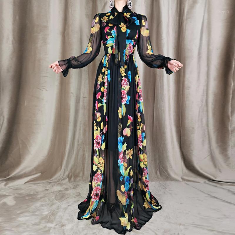 Plus Size Maxi Long Dress Autumn High Quality Women' Fashion Casual Elegant Flower Printed Chiffon Slim Party Dresses, Black
Plus Size Maxi Long Dress Autumn High Quality Women' Fashion Casual Elegant Flower Printed Chiffon Slim Party Dresses, Black