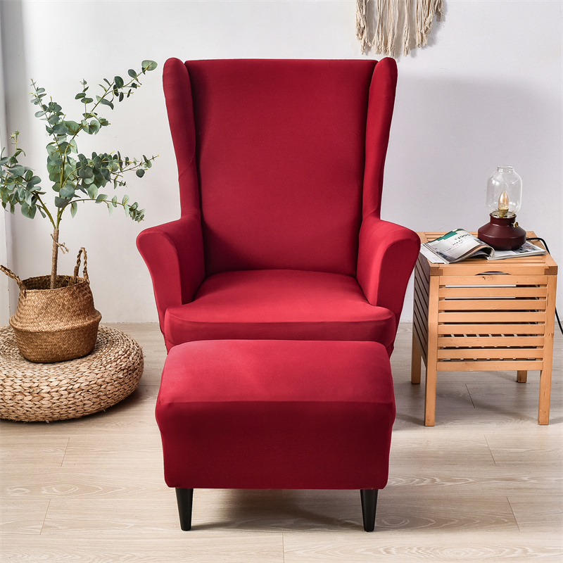 Solid Color Wing Stretch Spandex Armchair s Wingback Chair Relax Sofa Slipcovers With Seat Cushion Covers 220609