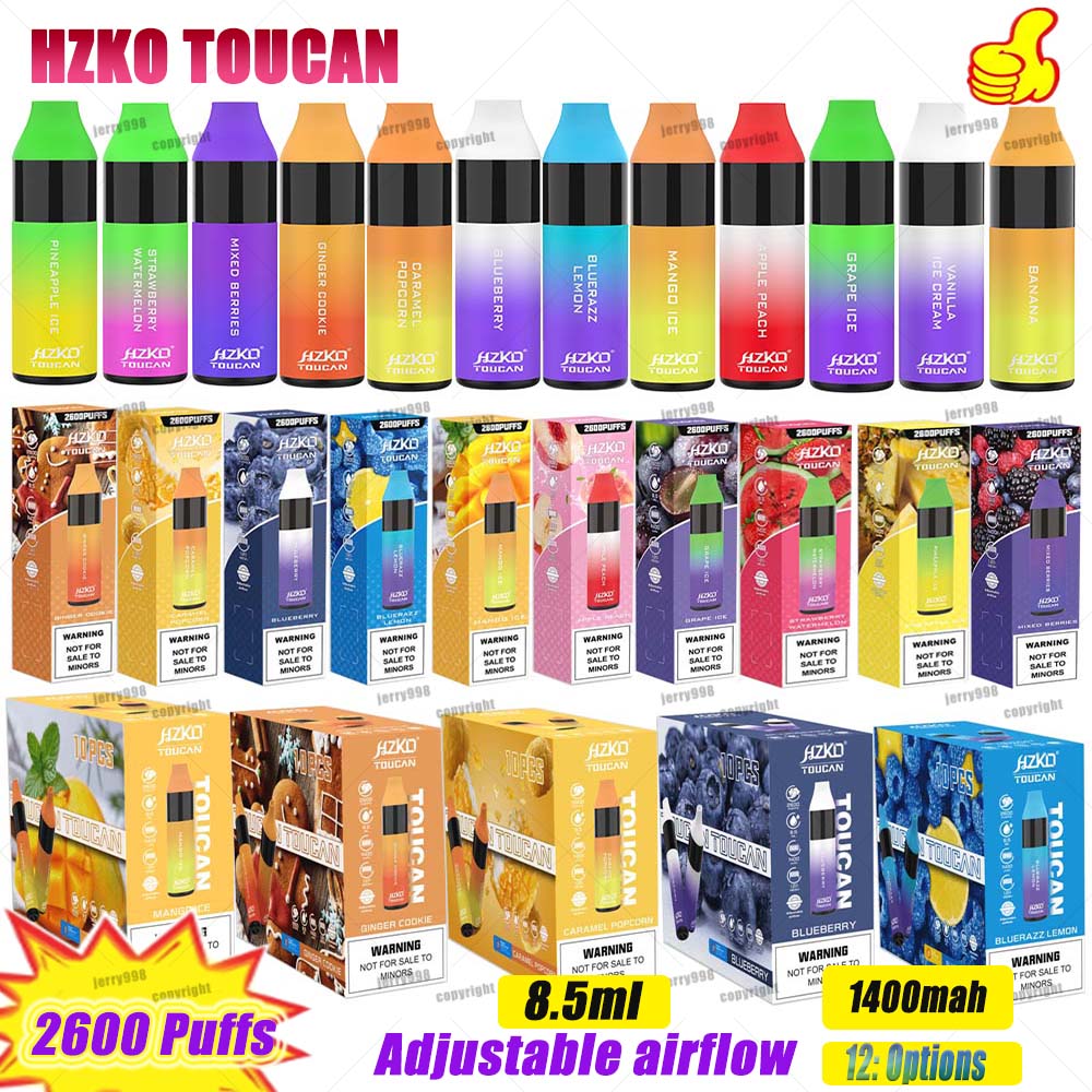 100% Original HZKO TOUCAN 2600puff Disposable Vape E Cigarettes 1100mAh Battery Pre-charged 8.5ML 1.2ohm Mesh 10Colors Device 5% Adjustable airflow
100% Original HZKO TOUCAN 2600puff Disposable Vape E Cigarettes 1100mAh Battery Pre-charged 8.5ML 1.2ohm Mesh 10Colors Device 5% Adjustable airflow