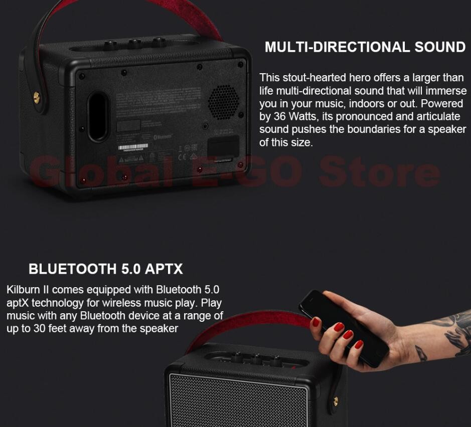Kilburn II Portable Wireless Bluetooth 5.0 Speaker Outdoor Travel Music Player Home Outdoor accept Deep Bass Subwoofer