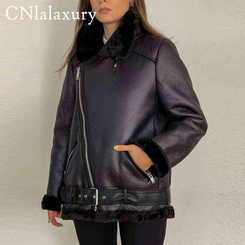 Cnlalaxury 2022 Winter Women Sheepskin Coat Streewear Thick Warm Faux Lamb Leather Jacket With Belt Oversized Motorcycle Runner J220727, Wine red
Cnlalaxury 2022 Winter Women Sheepskin Coat Streewear Thick Warm Faux Lamb Leather Jacket With Belt Oversized Motorcycle Runner J220727, Wine red