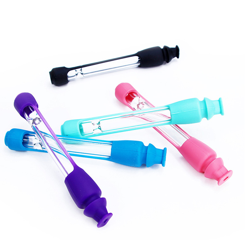 Glass Tobacco Pipe Cigarette Holder Tube Portable Smoke Filter Pipes Cigarettes Rods Smoking Accessories