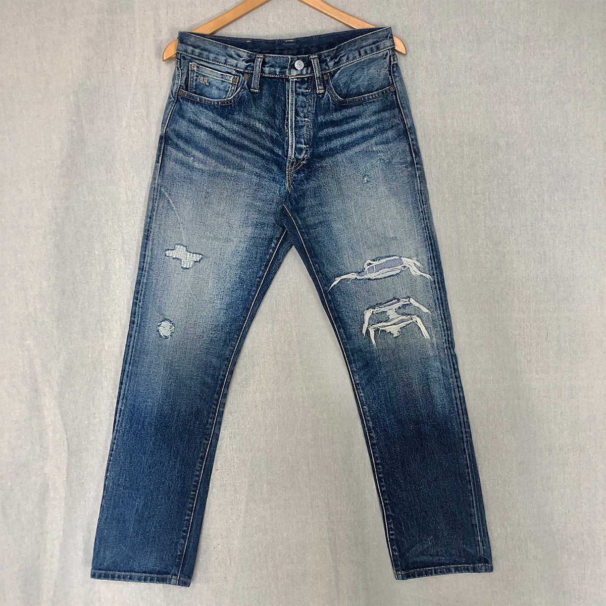 Men's Jeans RRL washed straight barrel red ear jeans uc85 damaged Kapital patch fog style gooheavens, As shown
Men's Jeans RRL washed straight barrel red ear jeans uc85 damaged Kapital patch fog style gooheavens, As shown