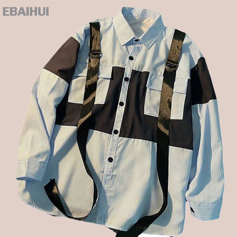 EBAIHUI Men's striped work shirts contrast color stitching design long-sleeved cardigan casual mid-length tops cool street style, Sky blue
EBAIHUI Men's striped work shirts contrast color stitching design long-sleeved cardigan casual mid-length tops cool street style, Sky blue