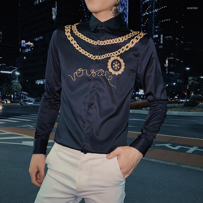 Men's Dress Shirts Gold Print Luxury Men Shirt Casual Slim Fit Long Sleeve Male Club Work Vintage Tuxedo Camisa Social MasculinaMen's Vere22, Black
Men's Dress Shirts Gold Print Luxury Men Shirt Casual Slim Fit Long Sleeve Male Club Work Vintage Tuxedo Camisa Social MasculinaMen's Vere22, Black