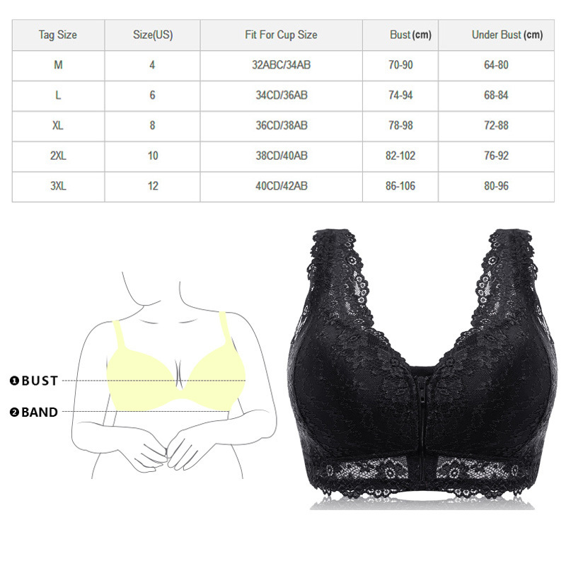 Female Vest Front Zipper Push Up Bra Full Cup Sexy Lace Bras For Women Bralette Top Plus Size Seamless Wireless Gather Brassiere 220511