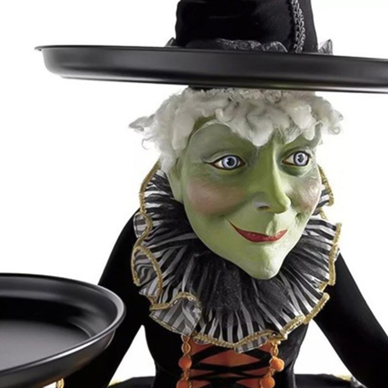 Dishes Plates Halloween Witch Tabletop Server With Harlequin Tablecloth Cupcake Display Stand Home Decoration Resin Statue TrayD917752354