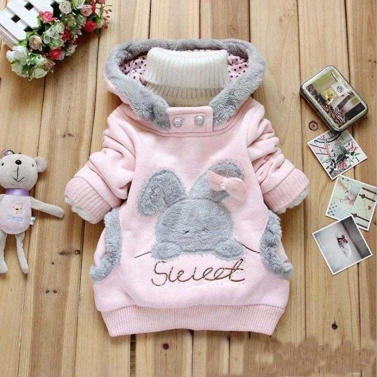 Rabbit New Outerwear Baby Sweatshirts Kids Girls Cute Clothes Hoodies Jacket Winter Coat 2-6Y
