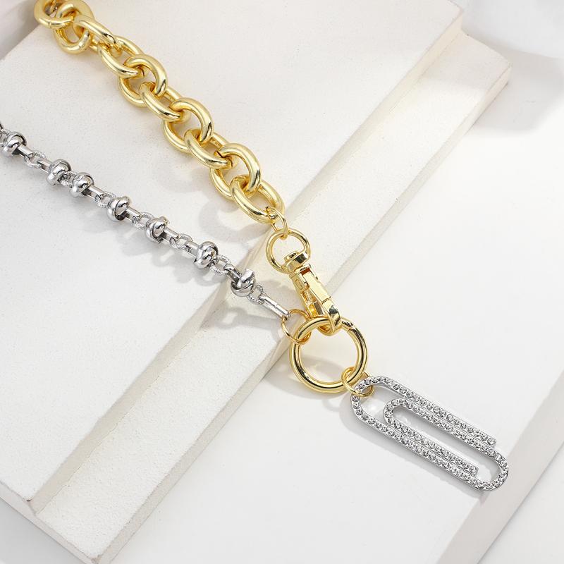 Pendant Necklaces Flashbuy Design Rhinestone Paper Clip Necklace For Women Fashion Safety Pin Thick Chain JewelryPendant