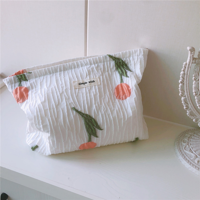 5pcs Cosmetic Bags Women Canvas The tulip prints Cross Storage Bag