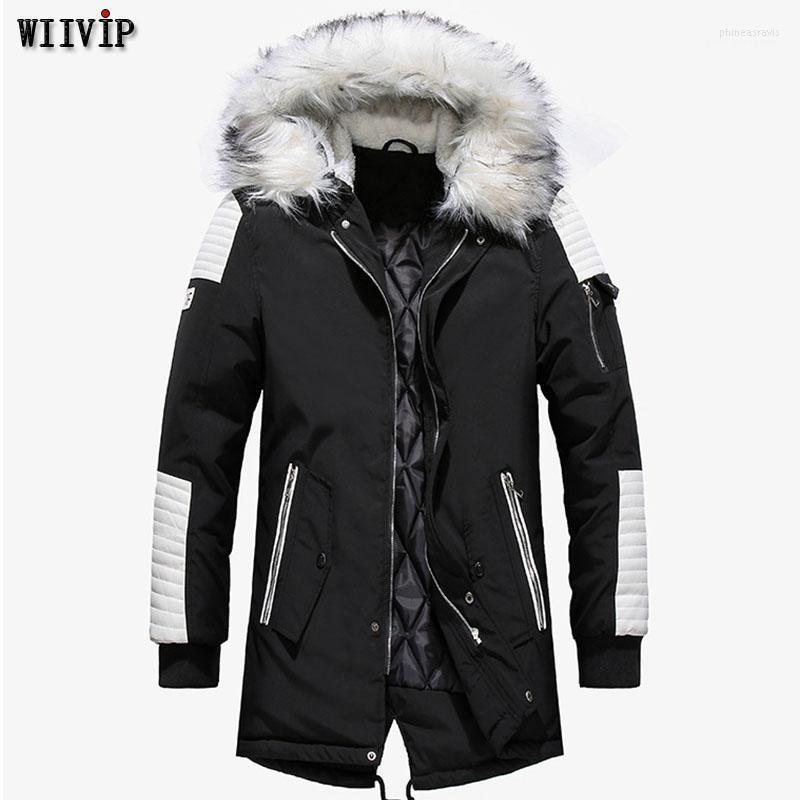Autumn Winter Men's Long Hooded Windbreaker Jacket Plus Velvet Thick Warm Fashion Patchwork Casual Large Size Coat 3181 Phin22, Black red 
Autumn Winter Men's Long Hooded Windbreaker Jacket Plus Velvet Thick Warm Fashion Patchwork Casual Large Size Coat 3181 Phin22, Black red