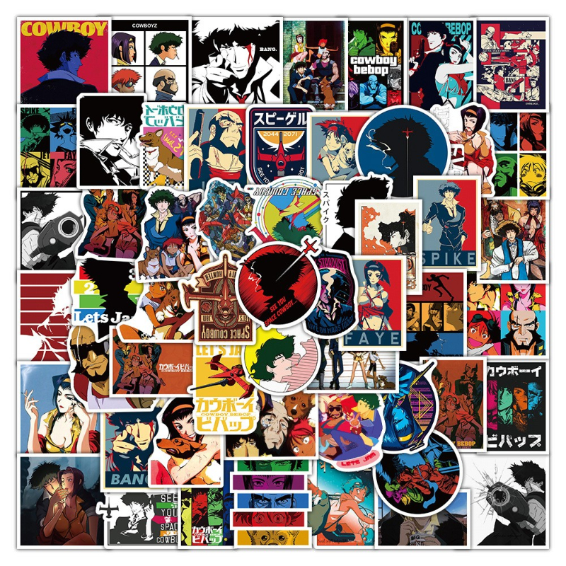 50pcs Cowboy Bebop Anime Stickers Kids Toy Laptop Luggage Guitar Phone Car Skateboard Cartoon DIY Graffiti Sticker Decals