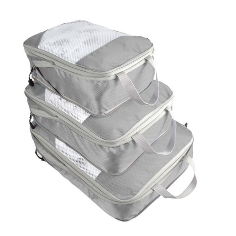Compressible storage bag set Three-piece Compression Packing Cube Travel Luggage Organizer foldable Bag 220507