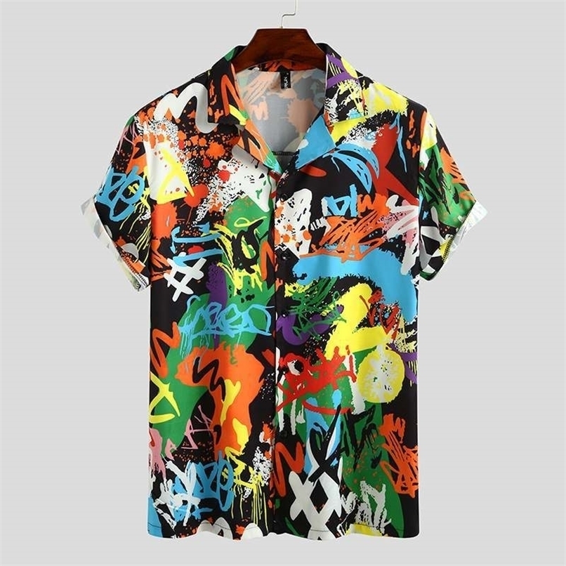 Fashion Mens Short Sleeve Hawaiian Shirt Fast Drying Summer Casual Floral Men Beach Shirts Turn Down Collar Blouses Tops 220322