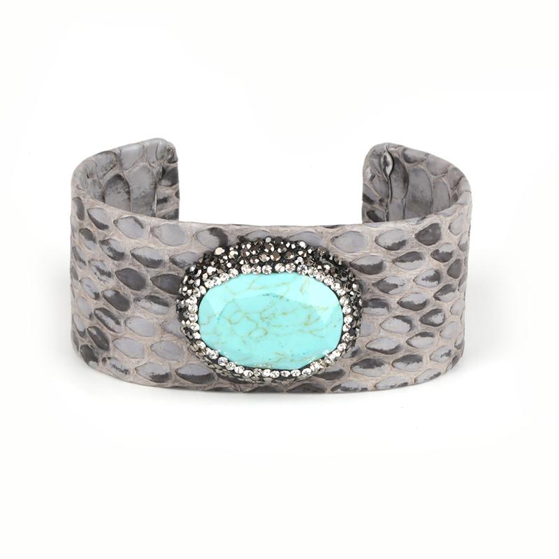 Bangle Pave Rhinestone Oval Blue Turquoises Howlite Stone Bead Charmadjustable Grey Leather Wide Wrapped Open Cuff For WomenBangle
Bangle Pave Rhinestone Oval Blue Turquoises Howlite Stone Bead Charmadjustable Grey Leather Wide Wrapped Open Cuff For WomenBangle