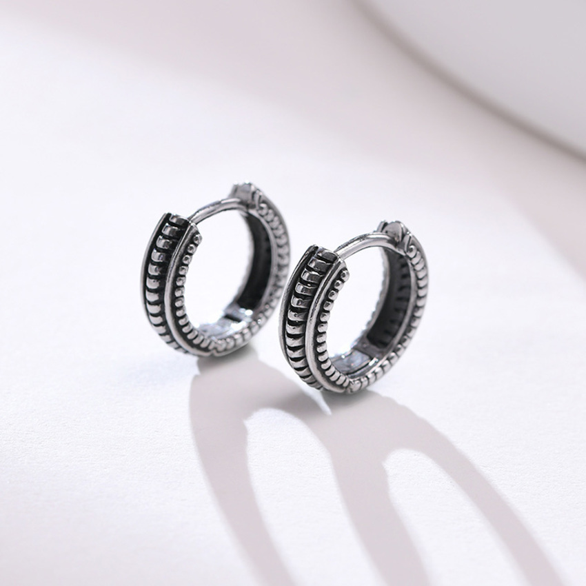 Small Huggie Hoop Earrings Viking Thick Mens Hoops Earring Stainless Steel Men Round Circle Shape Retro Jewelry
