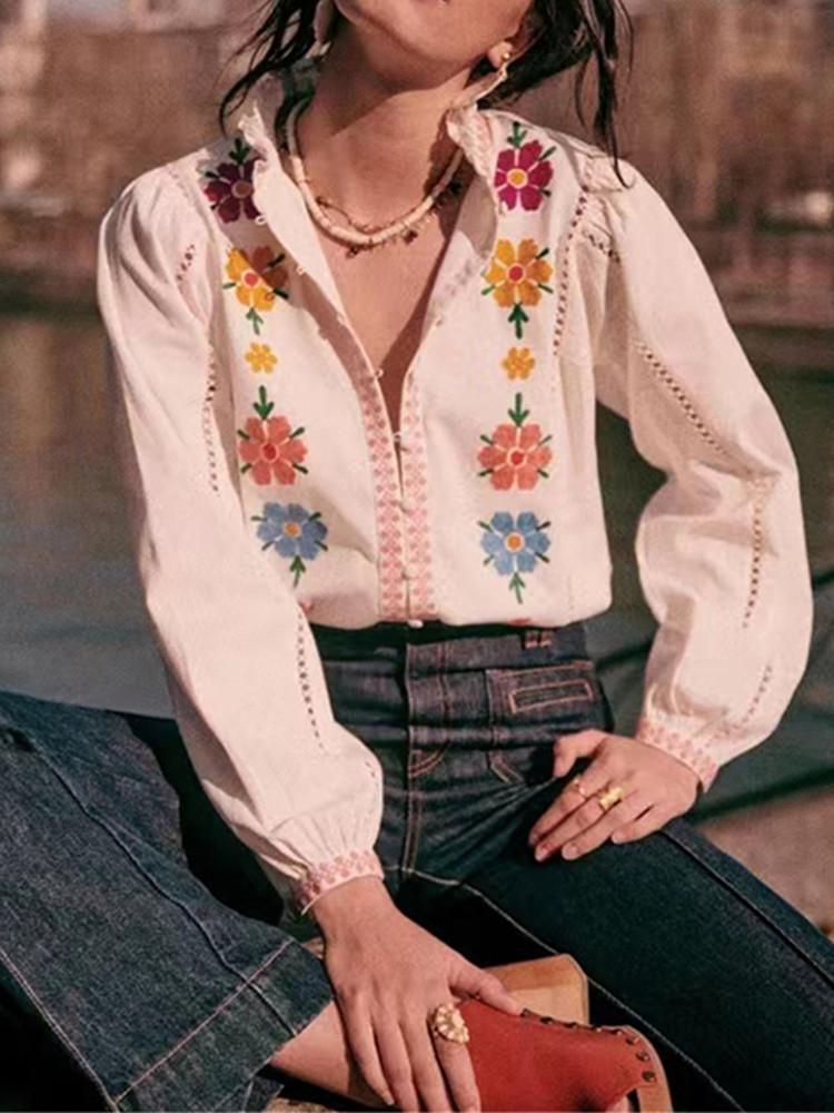 Women' Blouses & Shirts Women Embroidered Flowers Blouse Edge Stand Collar 2022 Ladies Single-Breasted Chemise Sweet Long-Sleeved Shirt Top
Women' Blouses & Shirts Women Embroidered Flowers Blouse Edge Stand Collar 2022 Ladies Single-Breasted Chemise Sweet Long-Sleeved Shirt Top