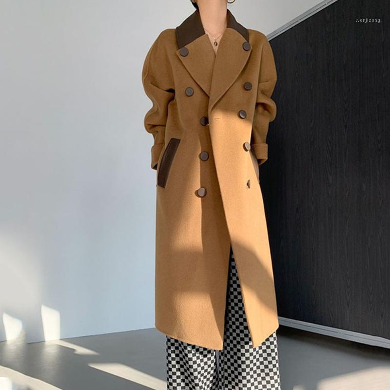 Women' Wool & Blends 2022 Winter PU Leather Splice Imitation Cashmere Coat High-quality Autumn Jacket Elegant Chic Ladies Blend Overcoat, Black
Women' Wool & Blends 2022 Winter PU Leather Splice Imitation Cashmere Coat High-quality Autumn Jacket Elegant Chic Ladies Blend Overcoat, Black
