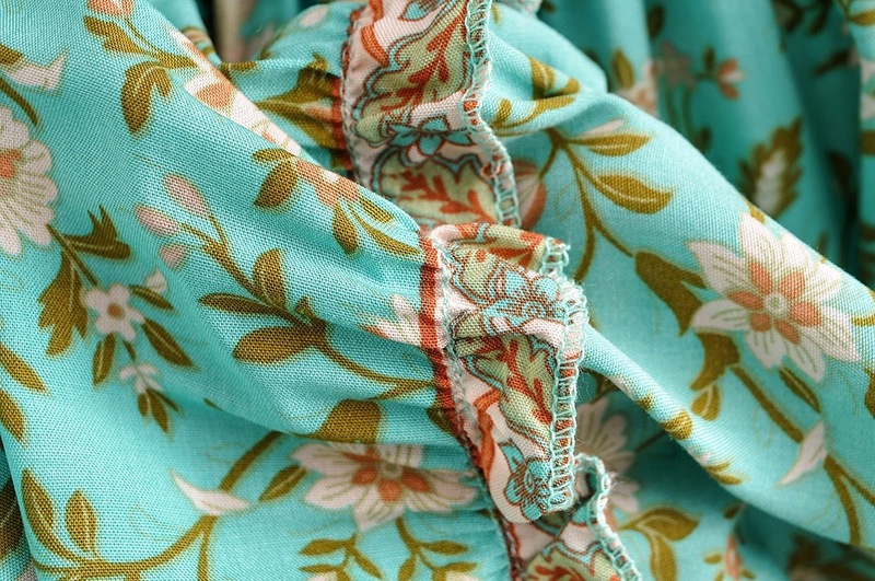 BOHO Covered Button V neck Floral print Bohemia Dress Summer Ethnic Woman Short Sleeve Tie Bow Strappy Maxi Long Dresses 220511