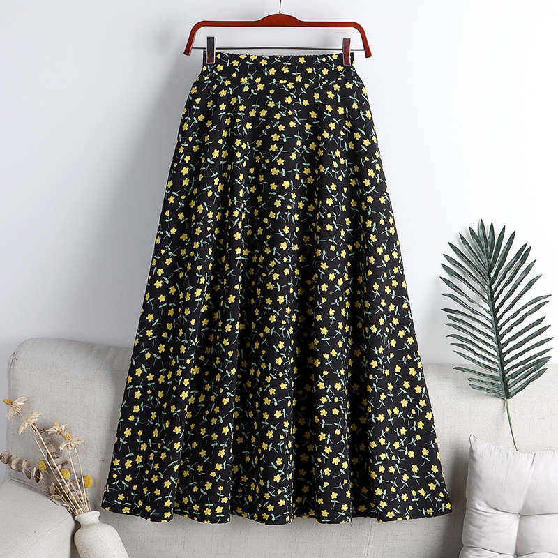 REALEFT Stylish Floral Printed Tulle Milong Women Skirts High Waist Loose Female Umbrella Skirts Ladies Spring Summer 220701