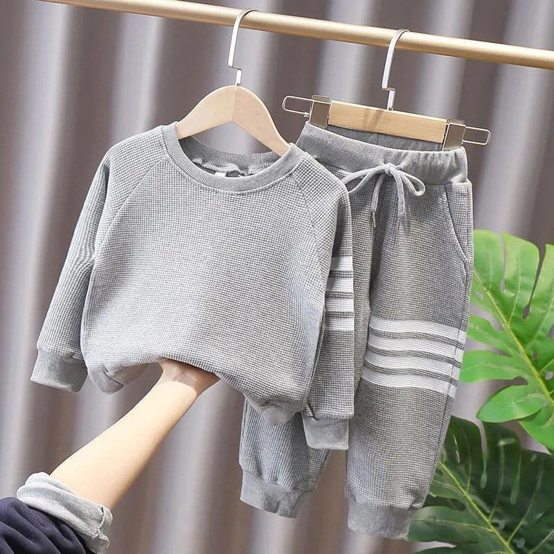 Spring Tracksuit for Children Solid Kids Clothes Long Sleeve Toddler Kid Clothing Sets Cotton Girl Boys Sportswear 1-7years 220507