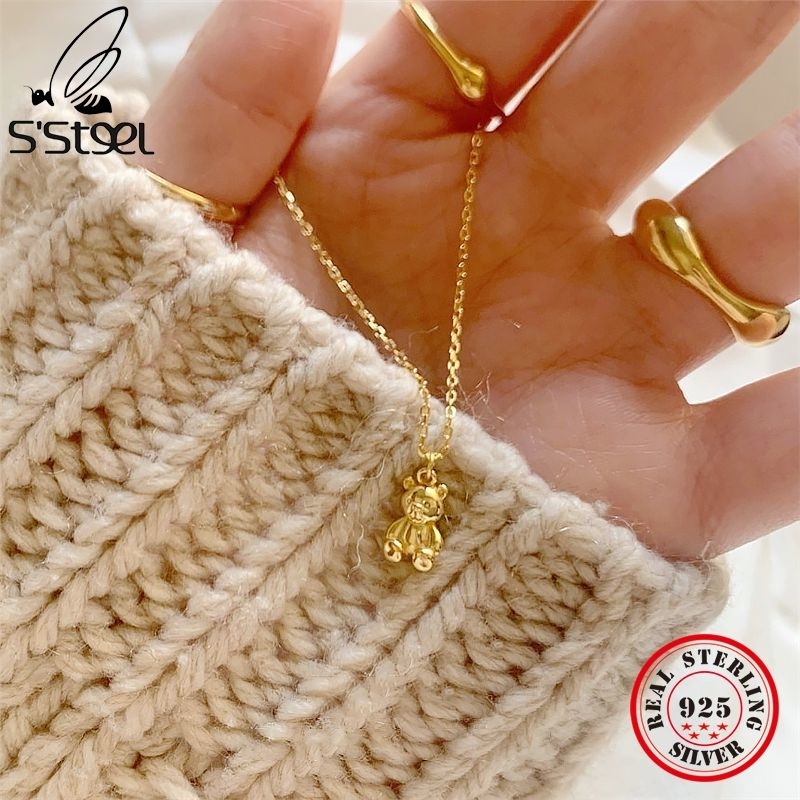 S'STEEL 925 Sterling Silver Original 100% Teddy Bear Pendant Necklace Charm Necklaces For Women Designer Gold Neckless Jewellery
S'STEEL 925 Sterling Silver Original 100% Teddy Bear Pendant Necklace Charm Necklaces For Women Designer Gold Neckless Jewellery